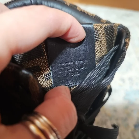 Designer Brown & Black FF Logo High-Top Boots Size 40/US9 - Picture 9 of 13